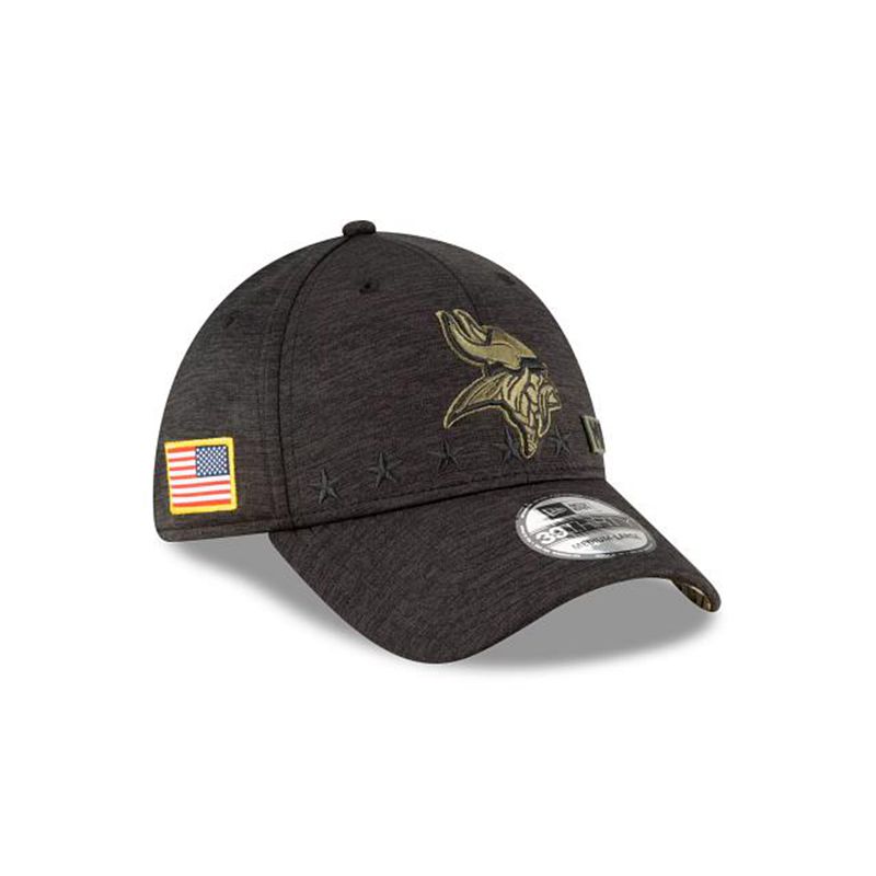 NFL Minnesota Vikings Salute To Service 39Thirty Stretch Fit (BKQ1611) - Black New Era Caps